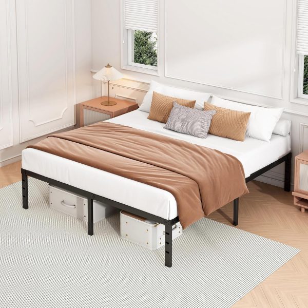 14 Inch Queen Bed Frame - Sturdy Platform Bed Frame Metal Bed Frame No Box Spring Needed Heavy Duty Queen Size Bed Frame Easy Assembly Strong Bearing Capacity, Under Bed Storage - Image 4