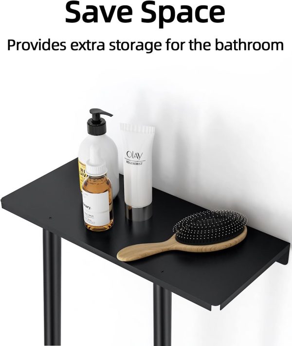 Bathroom Towel Storage Rack, Towel Racks for Bathroom Wall Mounted 30 inch with Shelf Can Holds 6 Large Towels, Wall Towel Rack for Rolled Towels, Black - Image 6