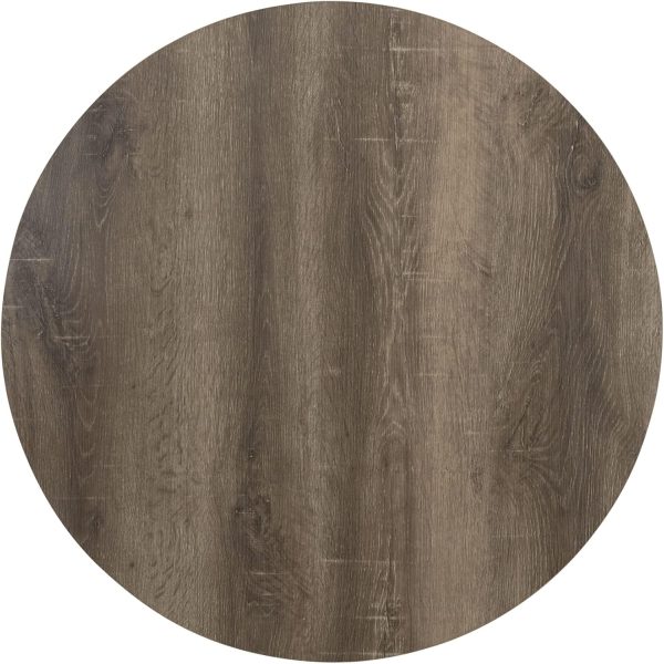 Household Essentials Jamestown Round Coffee Table Ashwood Rustic Wood Grain and Black Metal 31.5 x 31.5, Taupe - Image 7