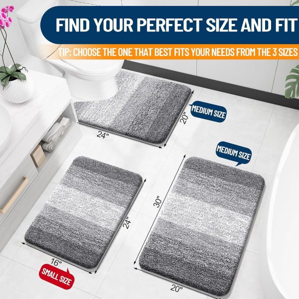 OLANLY Bathroom Rugs Mat 30x20, Extra Soft and Absorbent Microfiber Bath Rugs, Non-Slip Plush Shaggy Bath Carpet, Machine Wash Dry, Bath Mat for Bathroom Floor, Tub and Shower, Grey - Image 2