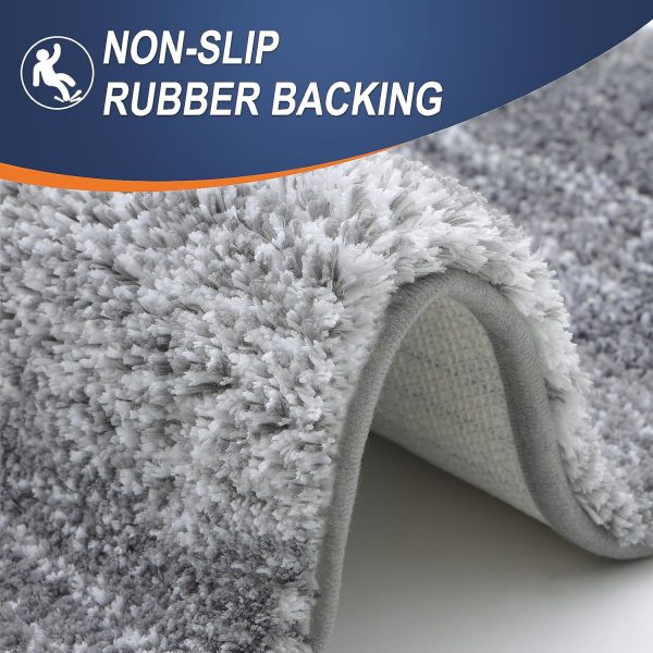 OLANLY Bathroom Rugs Mat 30x20, Extra Soft and Absorbent Microfiber Bath Rugs, Non-Slip Plush Shaggy Bath Carpet, Machine Wash Dry, Bath Mat for Bathroom Floor, Tub and Shower, Grey - Image 5