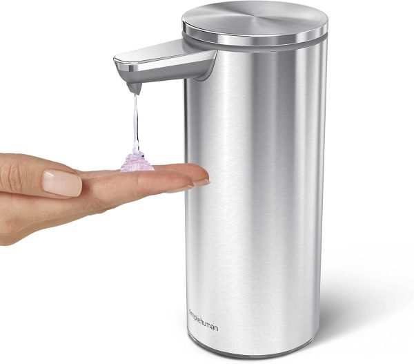 simplehuman 9 oz. Touch-Free Rechargeable Sensor Liquid Soap Pump Dispenser, Brushed Stainless Steel - Image 2